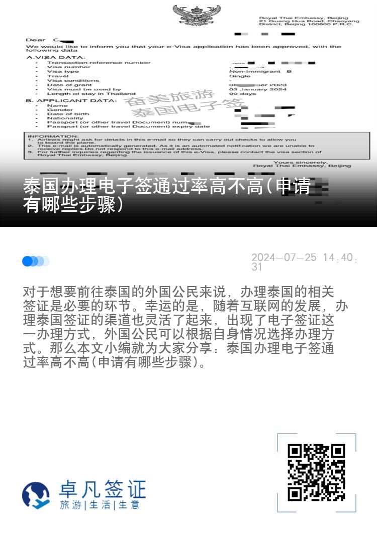 泰國辦理電子簽通過率高不高(申請有哪些步驟)