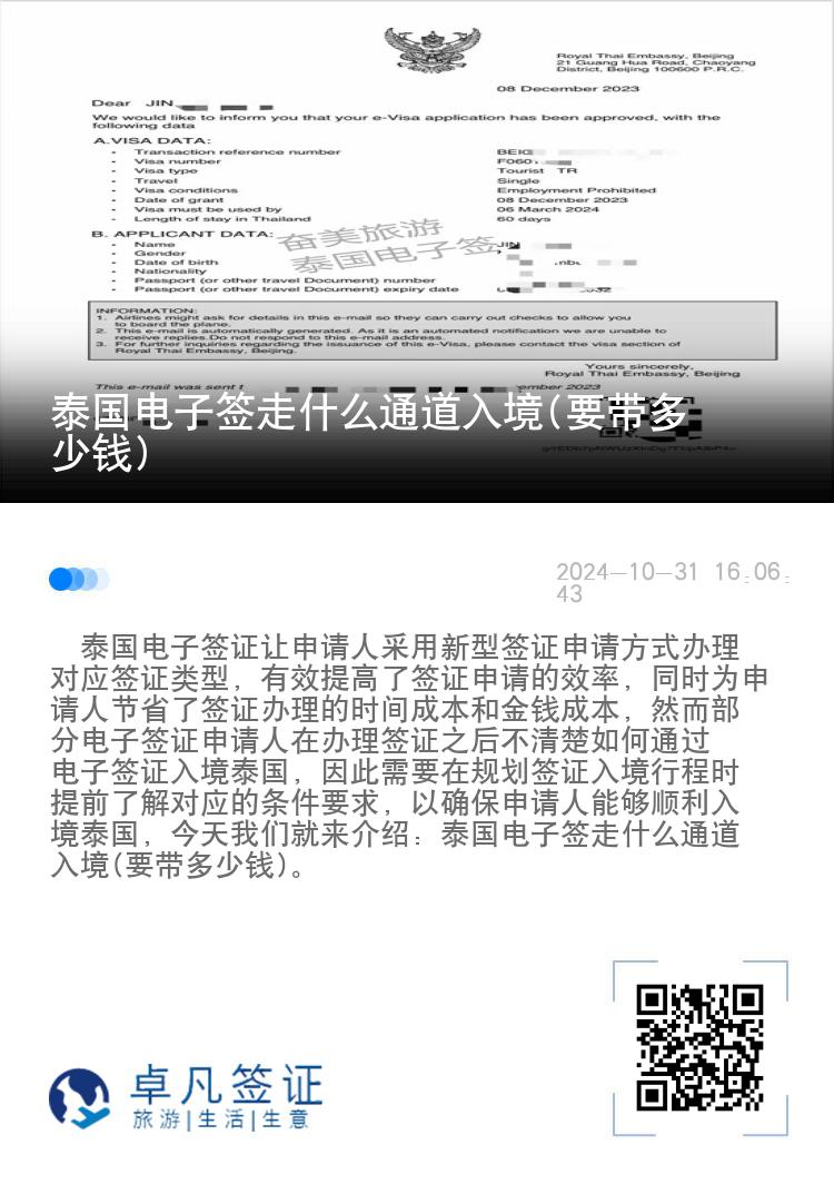 泰國電子簽走什么通道入境(要帶多少錢)